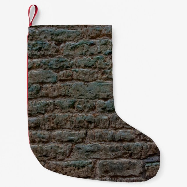 Meia De Natal Pequena Black Brick Wall Textureabstract, architecture, ba (Frente)