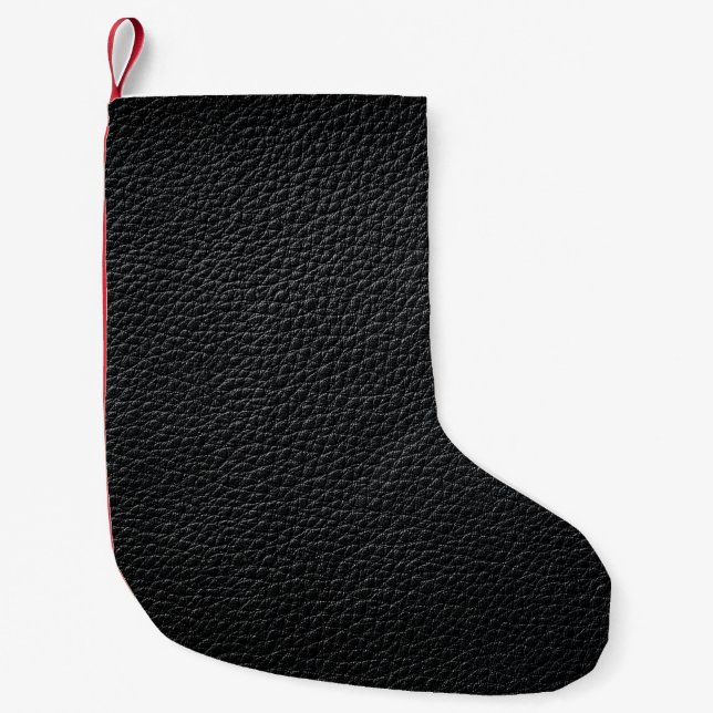 Meia De Natal Pequena Black leather texture and backgroundleather,textur (Frente)