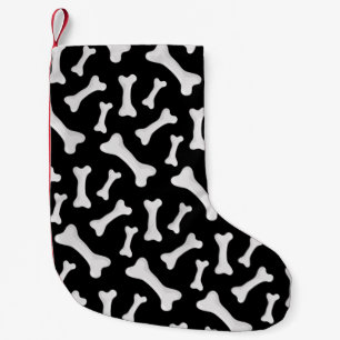 Meia De Natal Pequena Black White Bones Skeleton Dog Owner Puppy Lover