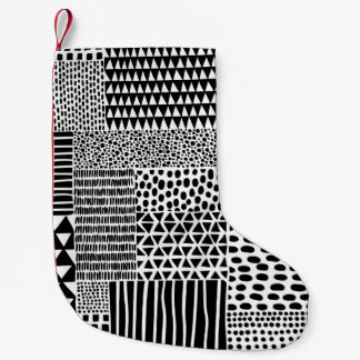Meia De Natal Pequena Black White Doodle: Etnia sem costura