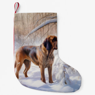 Meia De Natal Pequena Bloodhound Deixe Nevar Natal