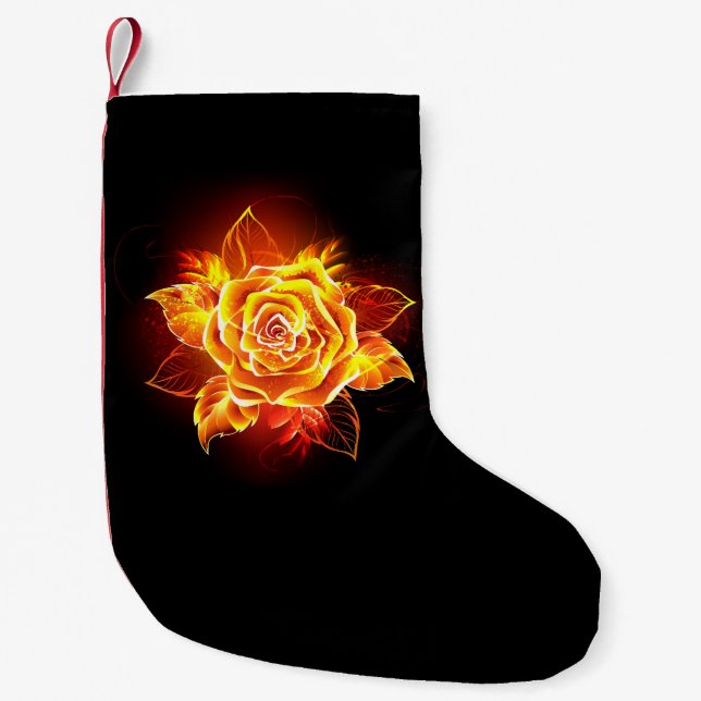 Meia De Natal Pequena Blooming Fire Rosa (Frente)