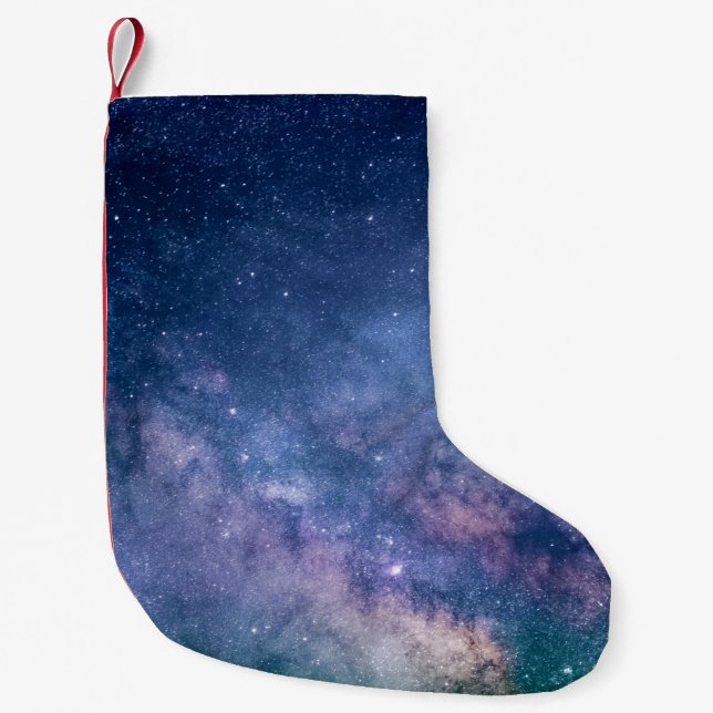 Meia De Natal Pequena Blue and purple galaxy digital (Frente)
