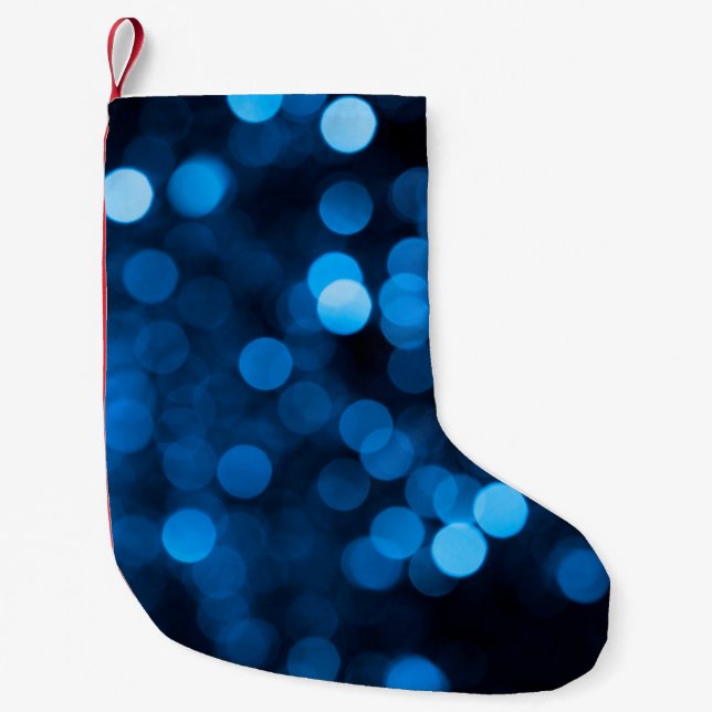 Meia De Natal Pequena Blue glitter bokeh texture lights (Frente)