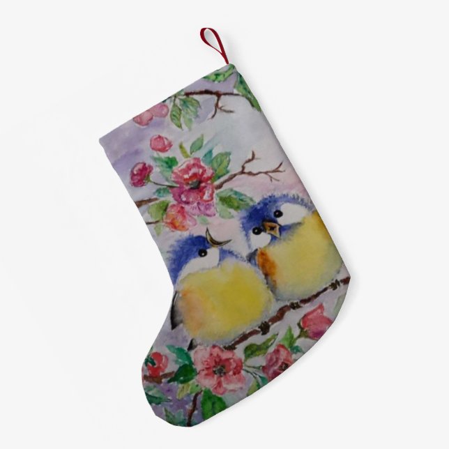 Meia De Natal Pequena Boas Aves de Natal (Verso (Pendurada))