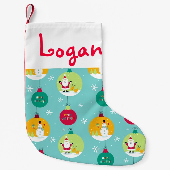 Meia De Natal Pequena Boas festas ornamento (Frente)