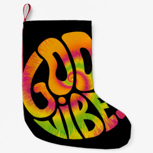 Meia De Natal Pequena Boas vibrações citando. Tie dye psicedelic surreal