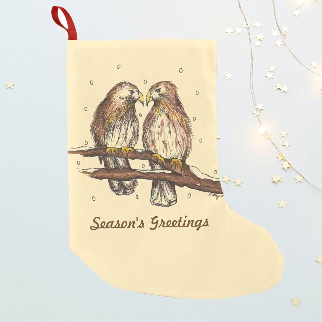 Meia De Natal Pequena Boas-vindas da temporada Red Tailed Hawk Bird Nata (Hawk Stocking)