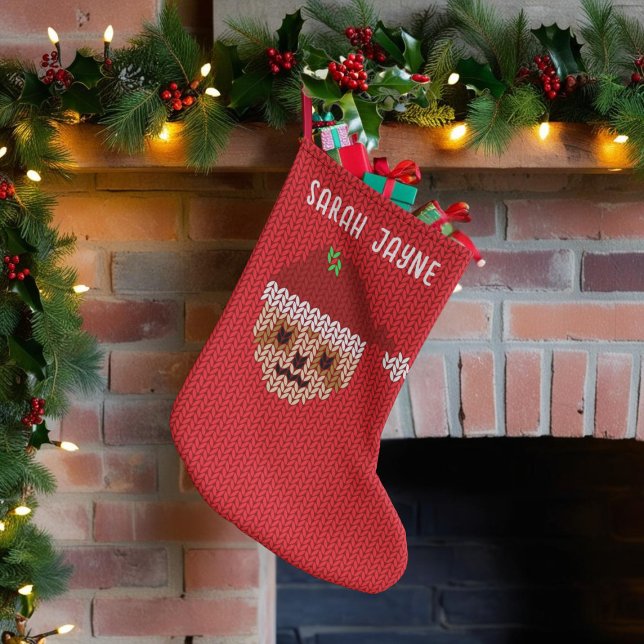 Meia De Natal Pequena Boca de Natal (Santa Sloth is coming to town & he's here on this festive red christmas stocking. Just add your name)