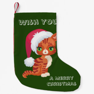 Meia De Natal Pequena Boca de Natal de Gato Bonito