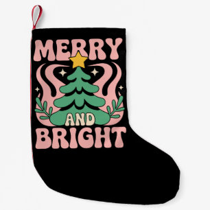 Meia De Natal Pequena Boho Alegre e Brilhante Floral Personalizado Natal