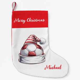 Meia De Natal Pequena Bola de Futebol de Natal Personalizada com chapéu