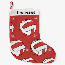 Meia De Natal Pequena Bola de Voleibol Snowflake Crianças Nome Xmas Red 