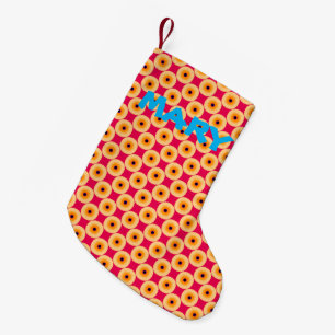 Meia De Natal Pequena Bolinhas amarela e rosa super-branca personalizada