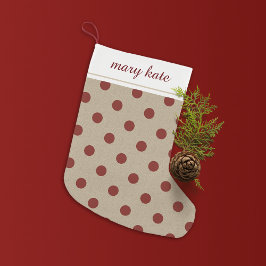 Meia De Natal Pequena Bolinhas Russo Red Faux Burlap