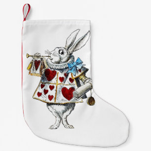 Meia De Natal Pequena Bolsa do Coelho Branco Alice Wonderland Hearts
