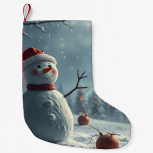 Meia De Natal Pequena boneco de neve