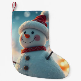 Meia De Natal Pequena boneco de neve