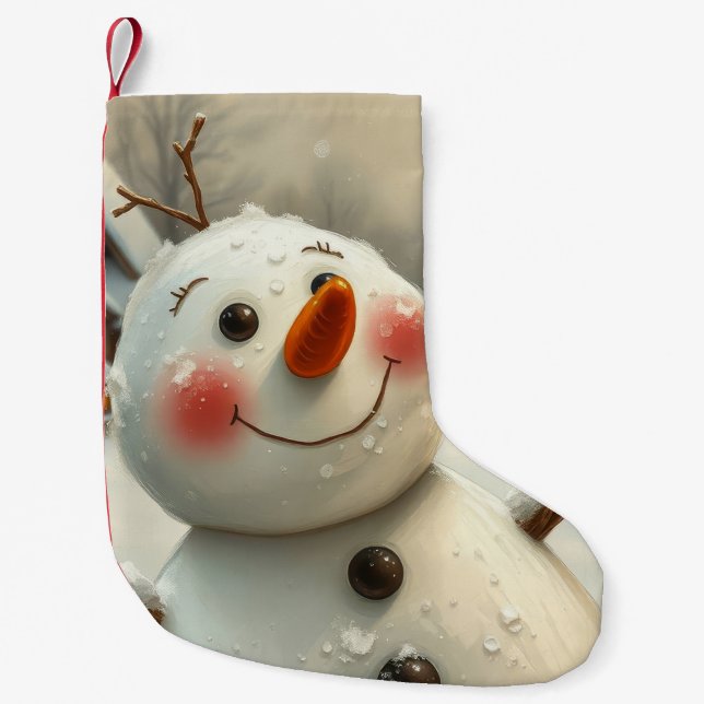 Meia De Natal Pequena boneco de neve (Frente)