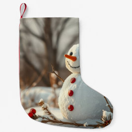 Meia De Natal Pequena boneco de neve