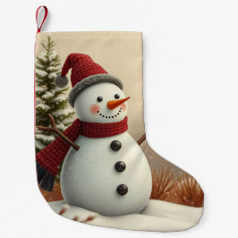 Meia De Natal Pequena boneco de neve
