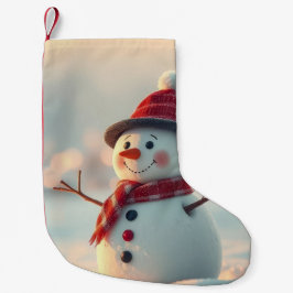 Meia De Natal Pequena boneco de neve