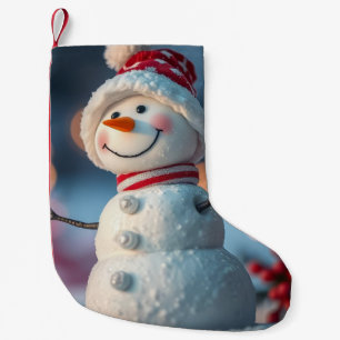 Meia De Natal Pequena boneco de neve