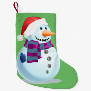 Meia De Natal Pequena Boneco de neve alegre