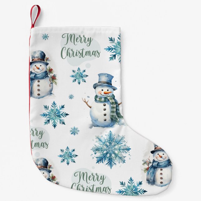 Meia De Natal Pequena Boneco de Neve de Natal  (Frente)