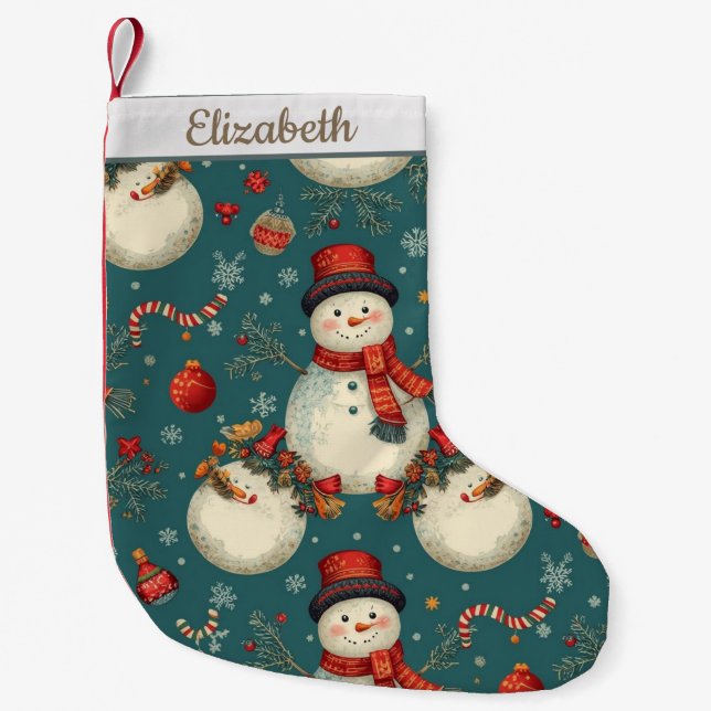 Meia De Natal Pequena Boneco de Neve de Natal Fofo (Frente)