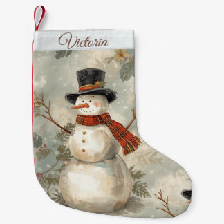 Meia De Natal Pequena Boneco de Neve de Natal Fofo Vintage 