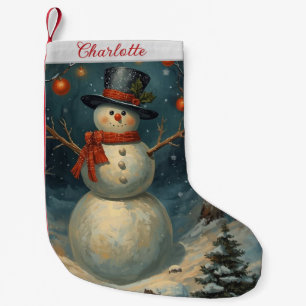 Meia De Natal Pequena Boneco de Neve de Natal Fofo Vintage
