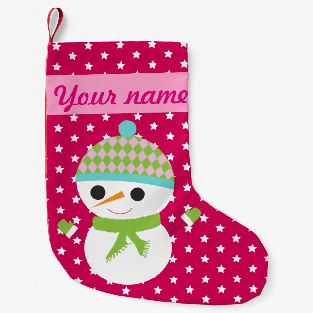 Meia De Natal Pequena Boneco de neve do Natal (Frente)