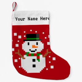 Meia De Natal Pequena Boneco de Neve em Pixel Art 2