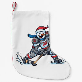 Meia De Natal Pequena Boneco de Neve Hóquei no Gelo Natal 2026 Esportes