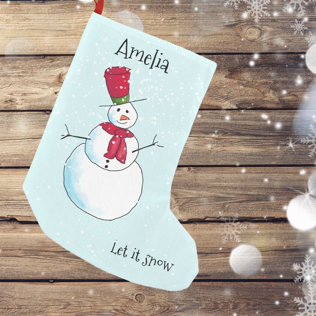 Meia De Natal Pequena Boneco de Neve Personalizado (Criador carregado)