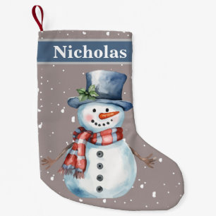 Meia De Natal Pequena Bonita e Feliz Neve Cinza Neve Fundo