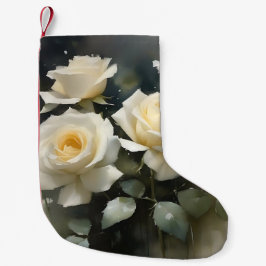 Meia De Natal Pequena Bonito pintura em aquarela do jardim de rosas bran