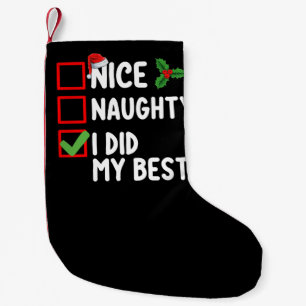 Meia De Natal Pequena Bonito Travesso Eu Fiz Minha Melhor Lista de Natal