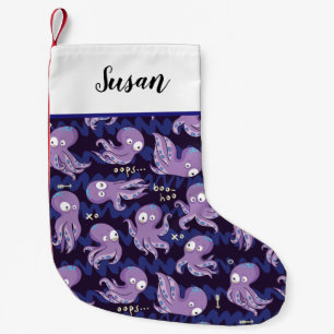 Meia De Natal Pequena Boo Octopus Cute Purple Kids Clothing & Décor