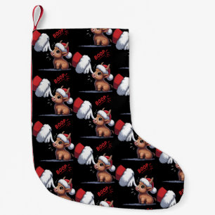 Meia De Natal Pequena Boop de Mão Natal Vaca das Terras Altas Santa Faze