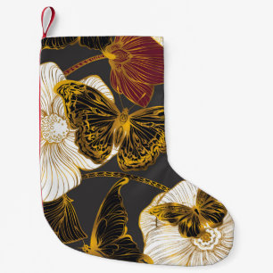Meia De Natal Pequena Borboletas e flores: padrão de Primavera Boho