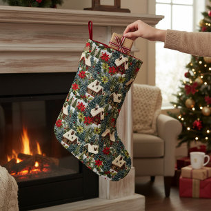 Meia De Natal Pequena Bordados Falsos das Árvores de Natal de inverno