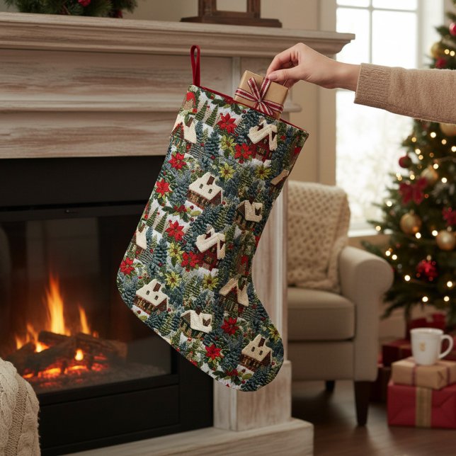 Meia De Natal Pequena Bordados Falsos das Árvores de Natal de inverno (Criador carregado)