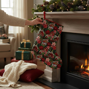 Meia De Natal Pequena Bordados Faux Faux de Natal da Cabina Foliday