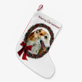 Meia De Natal Pequena Borzoi Christmas Wreath