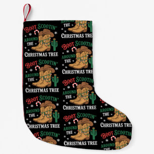 Meia De Natal Pequena Bota Scootin Ao Redor Da Árvore De Natal Cowboy Xm