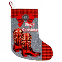 Botas de vaqueiro vermelhas ocidentais com xadrez