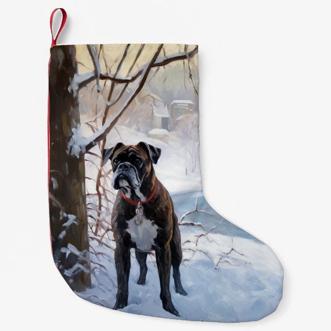 Meia De Natal Pequena Boxer Deixe-o nevar no Natal (Frente)
