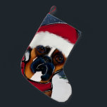 Meia De Natal Pequena Boxer Dog<br><div class="desc">Arte de Cachorro Bonita</div>